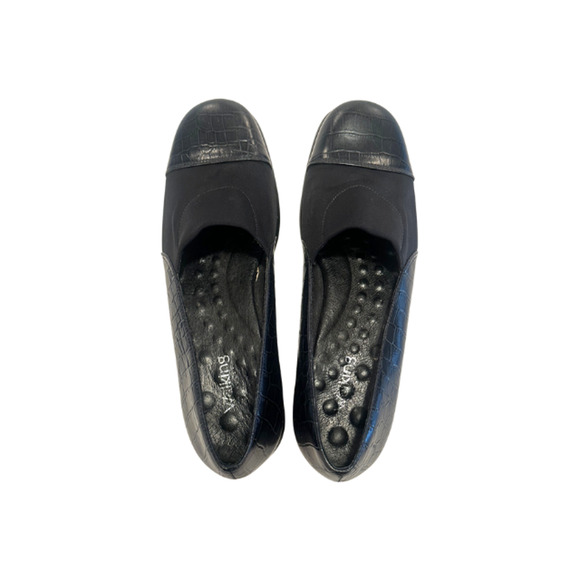 Walking Cradles Loafers Leather/Textile Faux Croc Slip-On Black Women's Size 9M - Picture 3 of 9